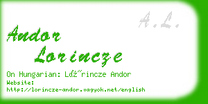 andor lorincze business card
